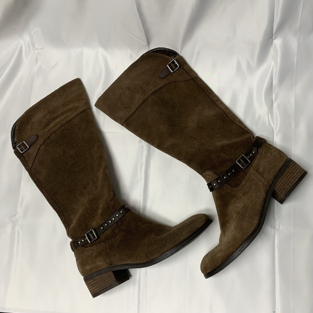 MARK FISHER TANKER BROWN SUEDE TALL RIDING BOOTS Sz 9 M Leather Fall